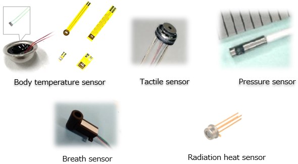 Various sensors: body temperature, touch, pressure, respiration, amplified heat, etc.